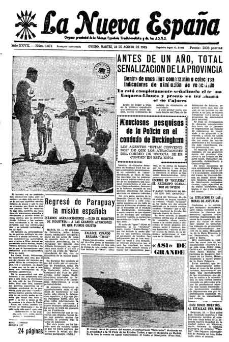 Portada Martes 20 de  de 1963
