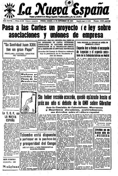 Portada Sábado 21 de  de 1963