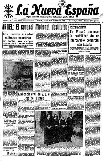 Portada Jueves 3 de Octubre de 1963