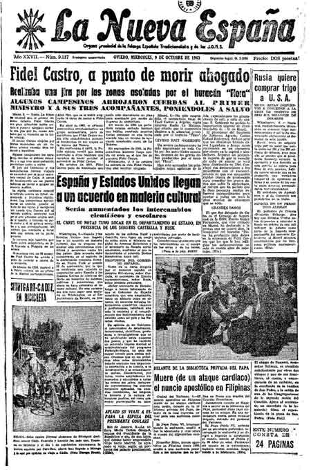 Portada Miércoles 9 de Octubre de 1963