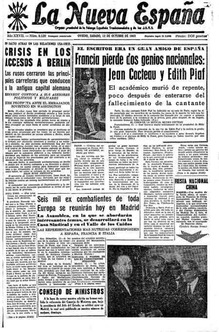 Portada Sábado 12 de Octubre de 1963