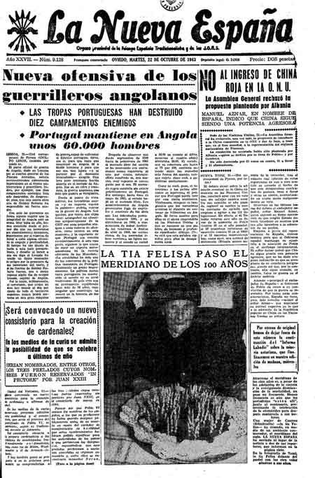 Portada Martes 22 de Octubre de 1963