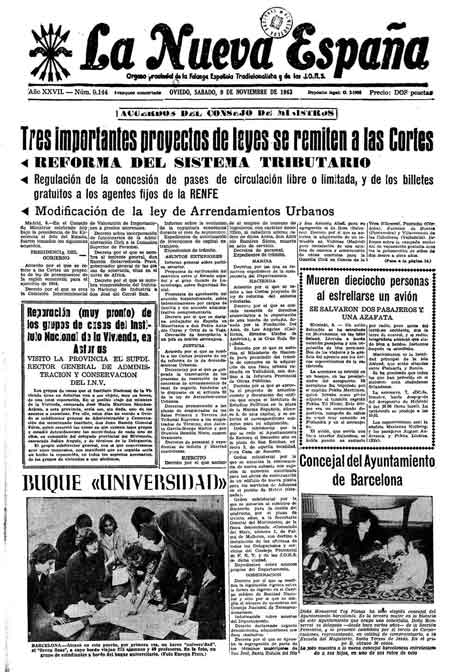 Portada Sábado 9 de Noviembre de 1963
