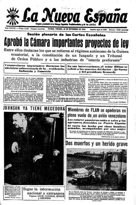 Portada Viernes 29 de Noviembre de 1963