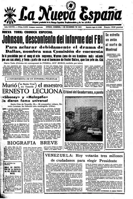 Portada Domingo 1 de Diciembre de 1963