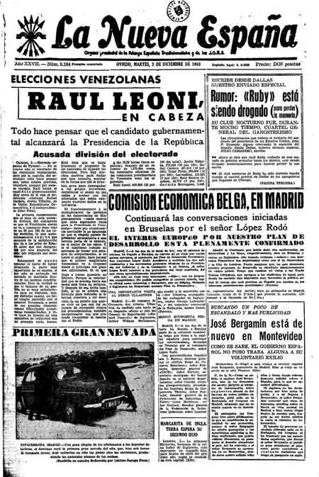 Portada Martes 3 de Diciembre de 1963