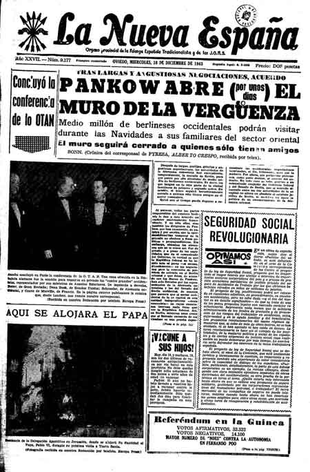 Portada Miércoles 18 de Diciembre de 1963