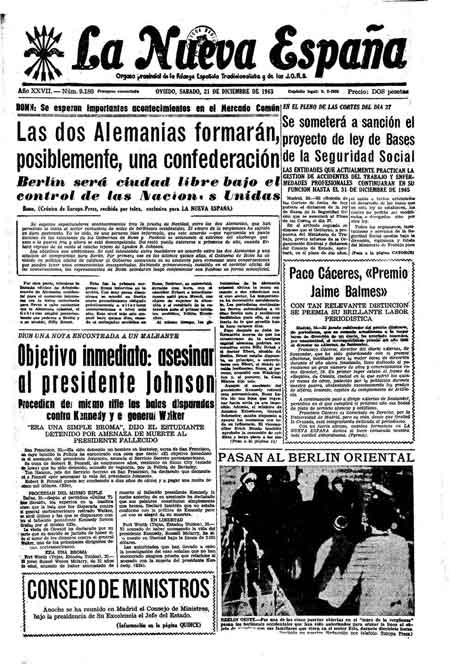 Portada Sábado 21 de Diciembre de 1963
