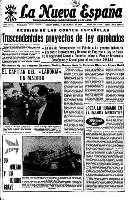 Portada Sábado 28 de Diciembre de 1963