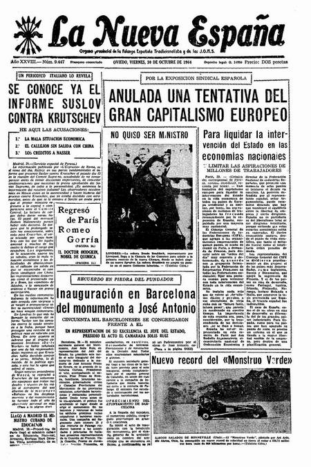 Portada Viernes 30 de Octubre de 1964