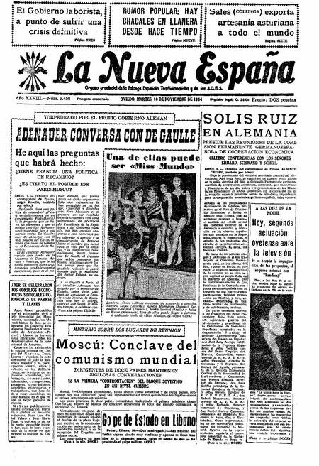 Portada Martes 10 de Noviembre de 1964
