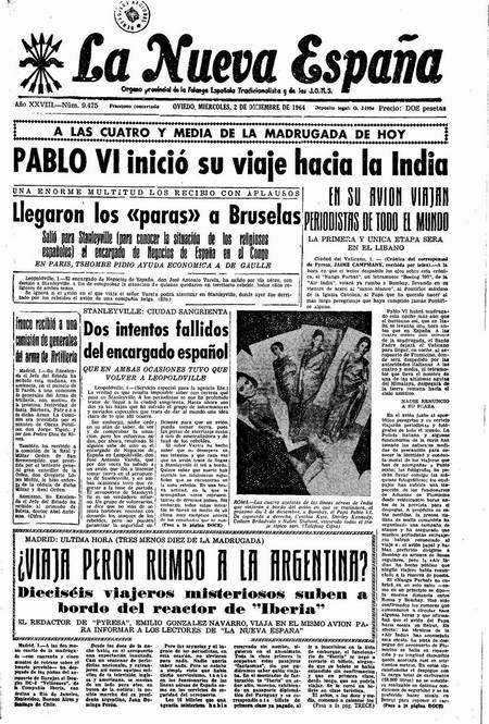 Portada Miércoles 2 de Diciembre de 1964