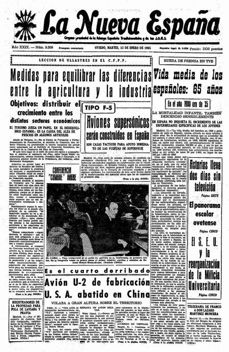Portada Martes 12 de  de 1965