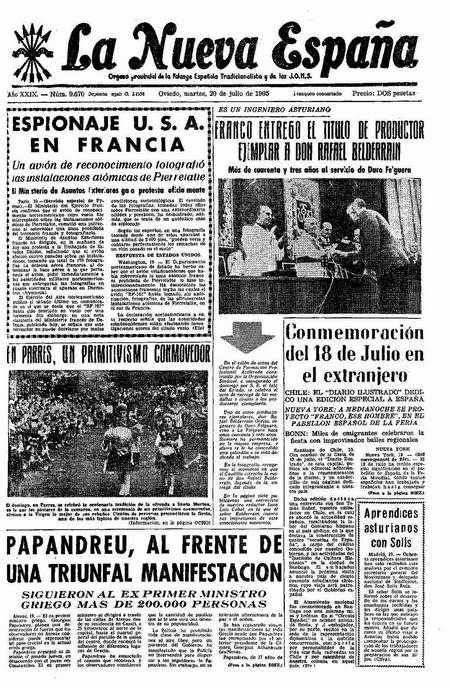 Portada Martes 20 de  de 1965