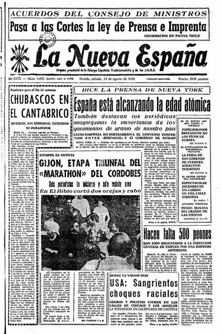 Portada Sábado 14 de  de 1965