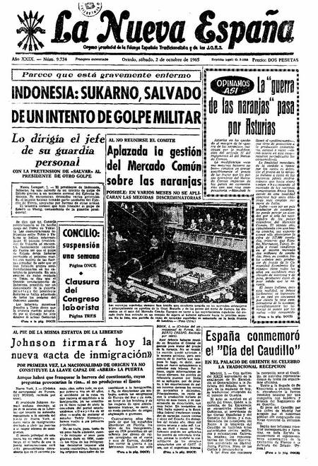 Portada Sábado 2 de Octubre de 1965