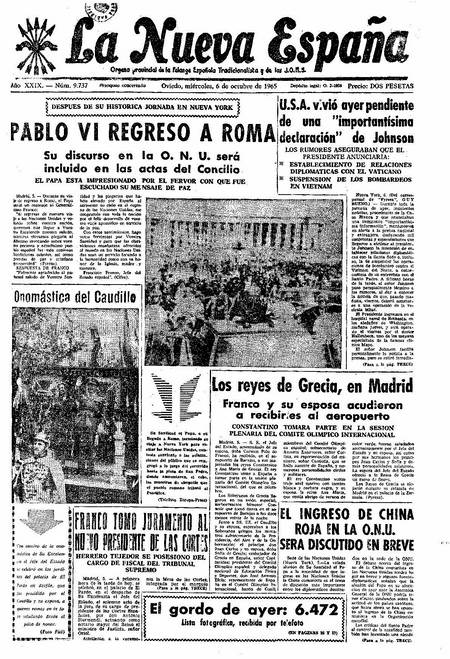 Portada Miércoles 6 de Octubre de 1965