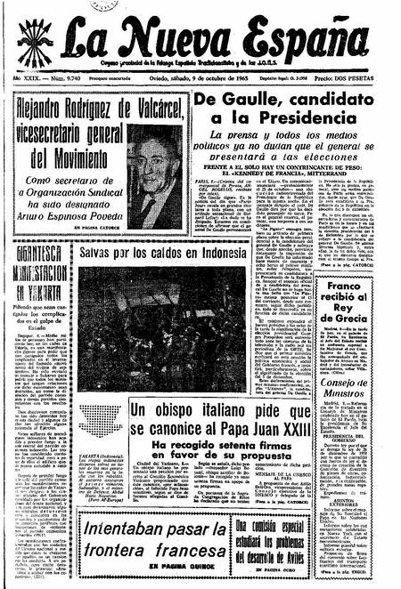 Portada Sábado 9 de Octubre de 1965