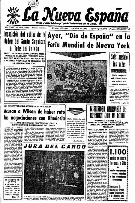 Portada Miércoles 13 de Octubre de 1965