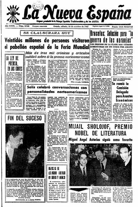 Portada Sábado 16 de Octubre de 1965