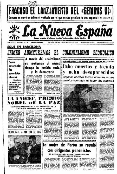 Portada Martes 26 de Octubre de 1965