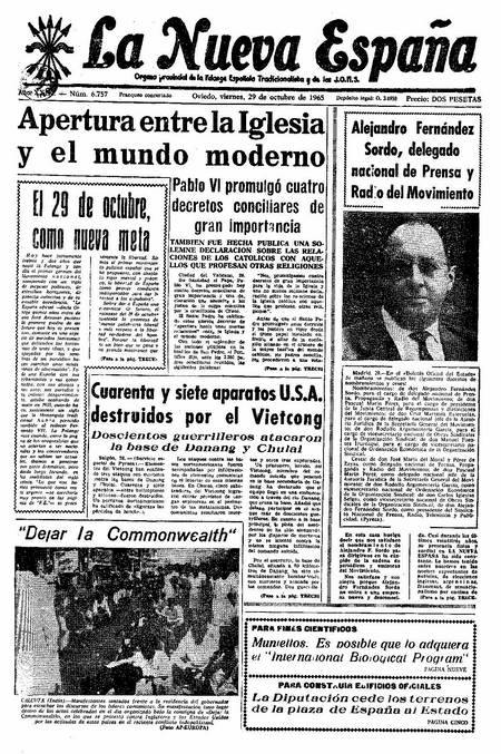 Portada Viernes 29 de Octubre de 1965