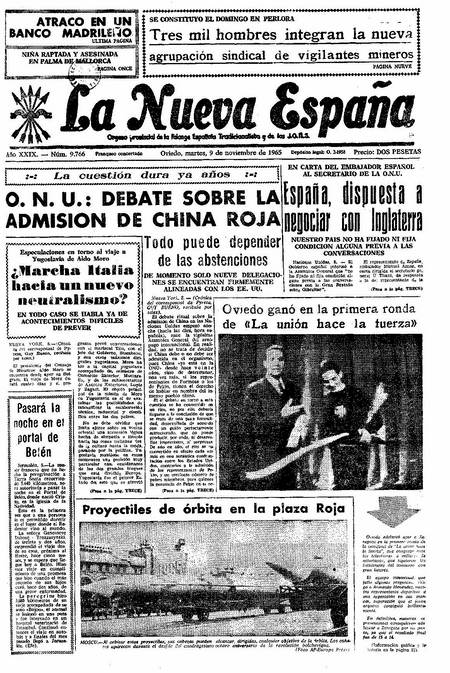 Portada Martes 9 de Noviembre de 1965