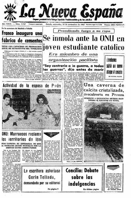 Portada Miércoles 10 de Noviembre de 1965