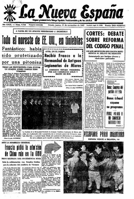 Portada Jueves 11 de Noviembre de 1965