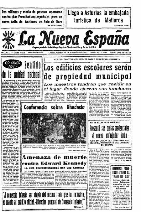 Portada Viernes 19 de Noviembre de 1965