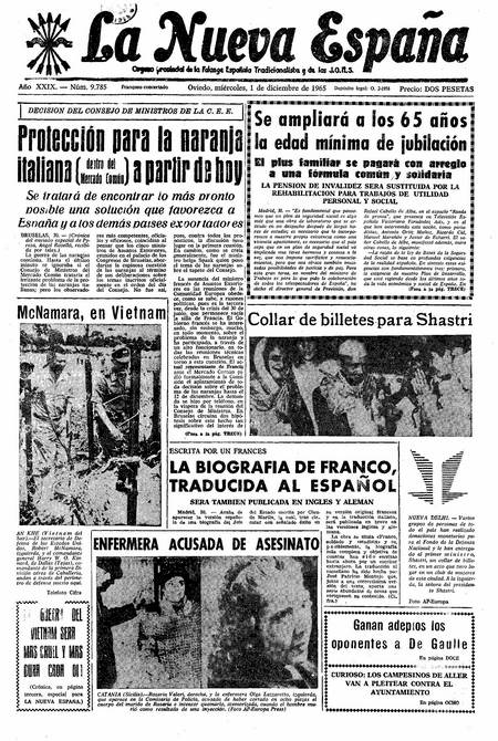Portada Miércoles 1 de Diciembre de 1965