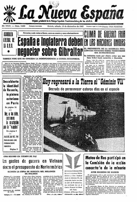 Portada Sábado 18 de Diciembre de 1965
