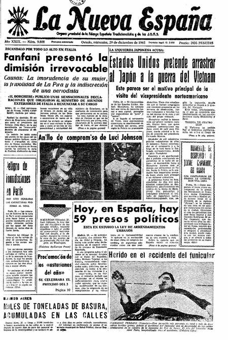 Portada Miércoles 29 de Diciembre de 1965