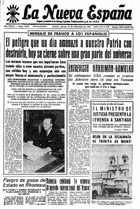Portada Viernes 31 de Diciembre de 1965