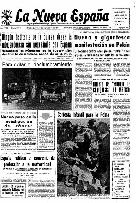 Portada Jueves 1 de  de 1966