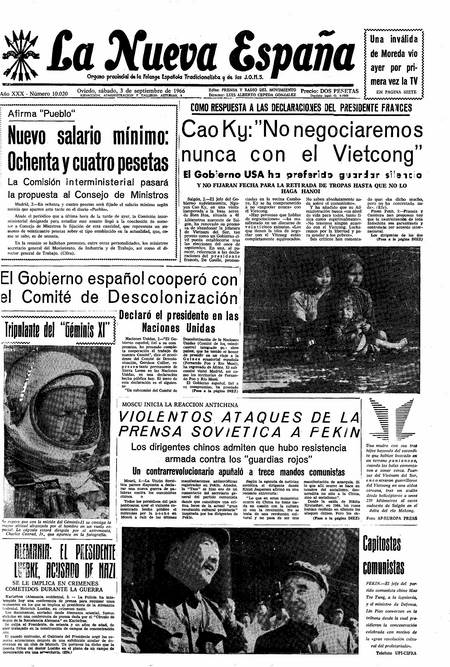Portada Sábado 3 de  de 1966