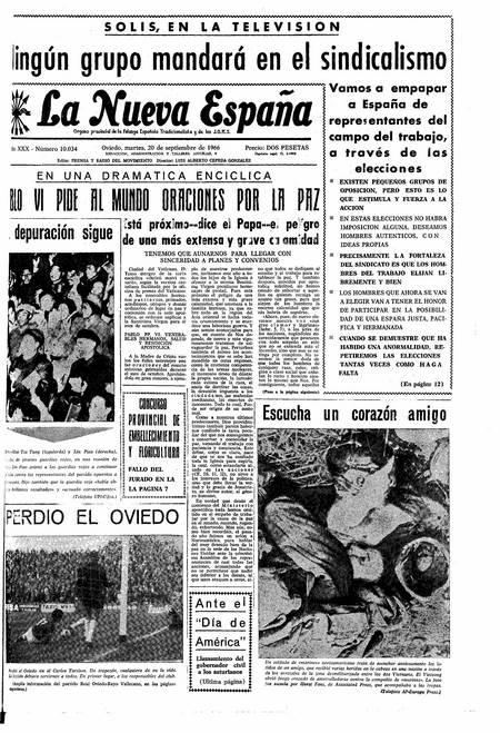 Portada Martes 20 de  de 1966