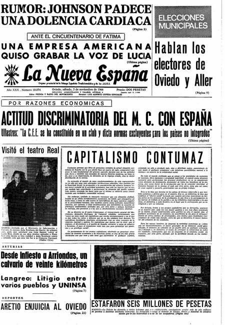 Portada Sábado 5 de Noviembre de 1966