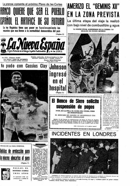 Portada Miércoles 16 de Noviembre de 1966
