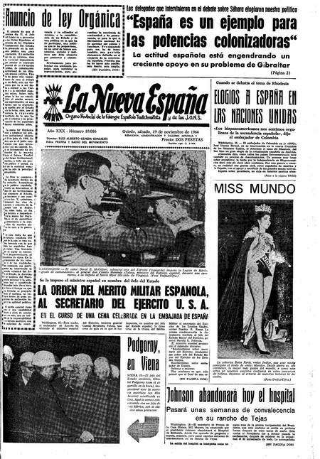 Portada Sábado 19 de Noviembre de 1966