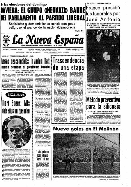 Portada Martes 22 de Noviembre de 1966