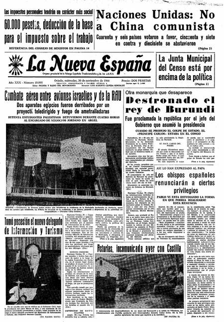 Portada Miércoles 30 de Noviembre de 1966