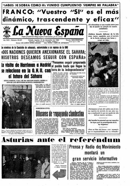 Portada Martes 13 de Diciembre de 1966