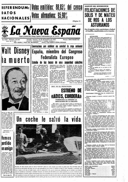 Portada Viernes 16 de Diciembre de 1966