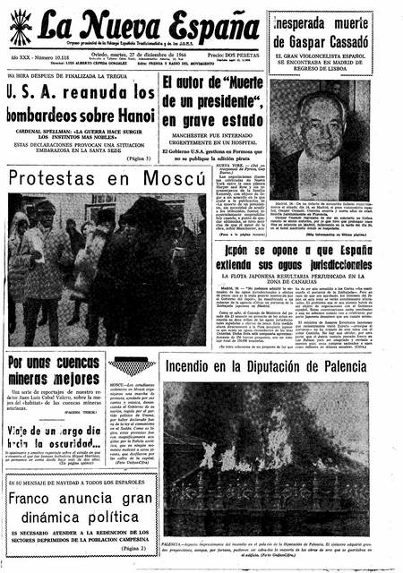 Portada Martes 27 de Diciembre de 1966