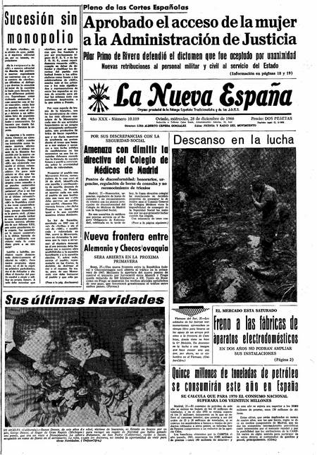 Portada Miércoles 28 de Diciembre de 1966