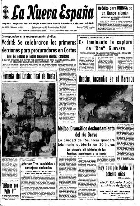 Portada Martes 26 de  de 1967