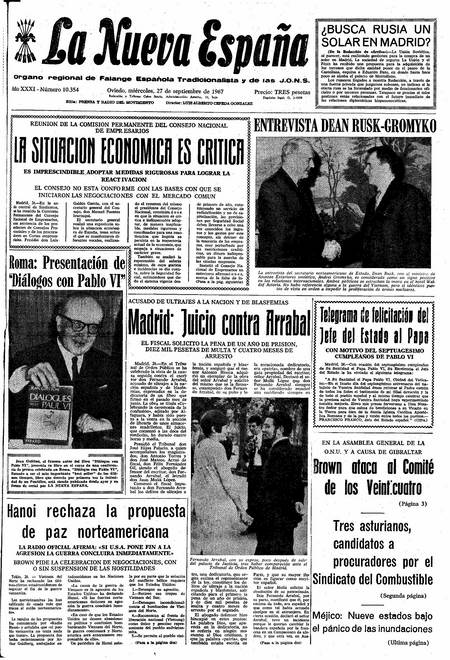 Portada Miércoles 27 de  de 1967