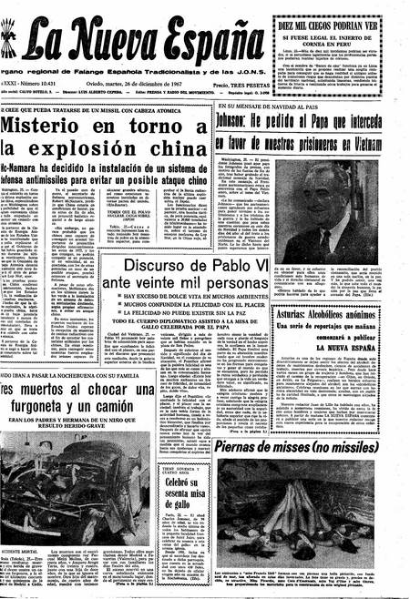 Portada Martes 26 de Diciembre de 1967