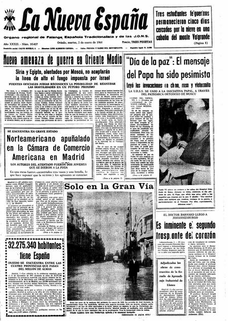 Portada Martes 2 de  de 1968